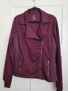 0054.  Mondetta Quilted Side-Panel Moto Jacket - Burgundy